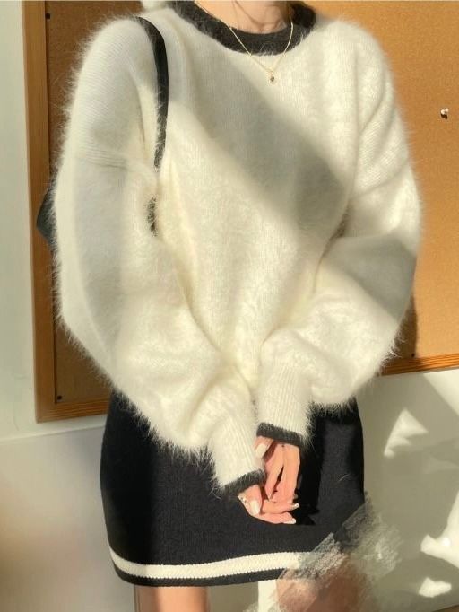 Riley | Soft Pink Fuzzy Knit Jumper