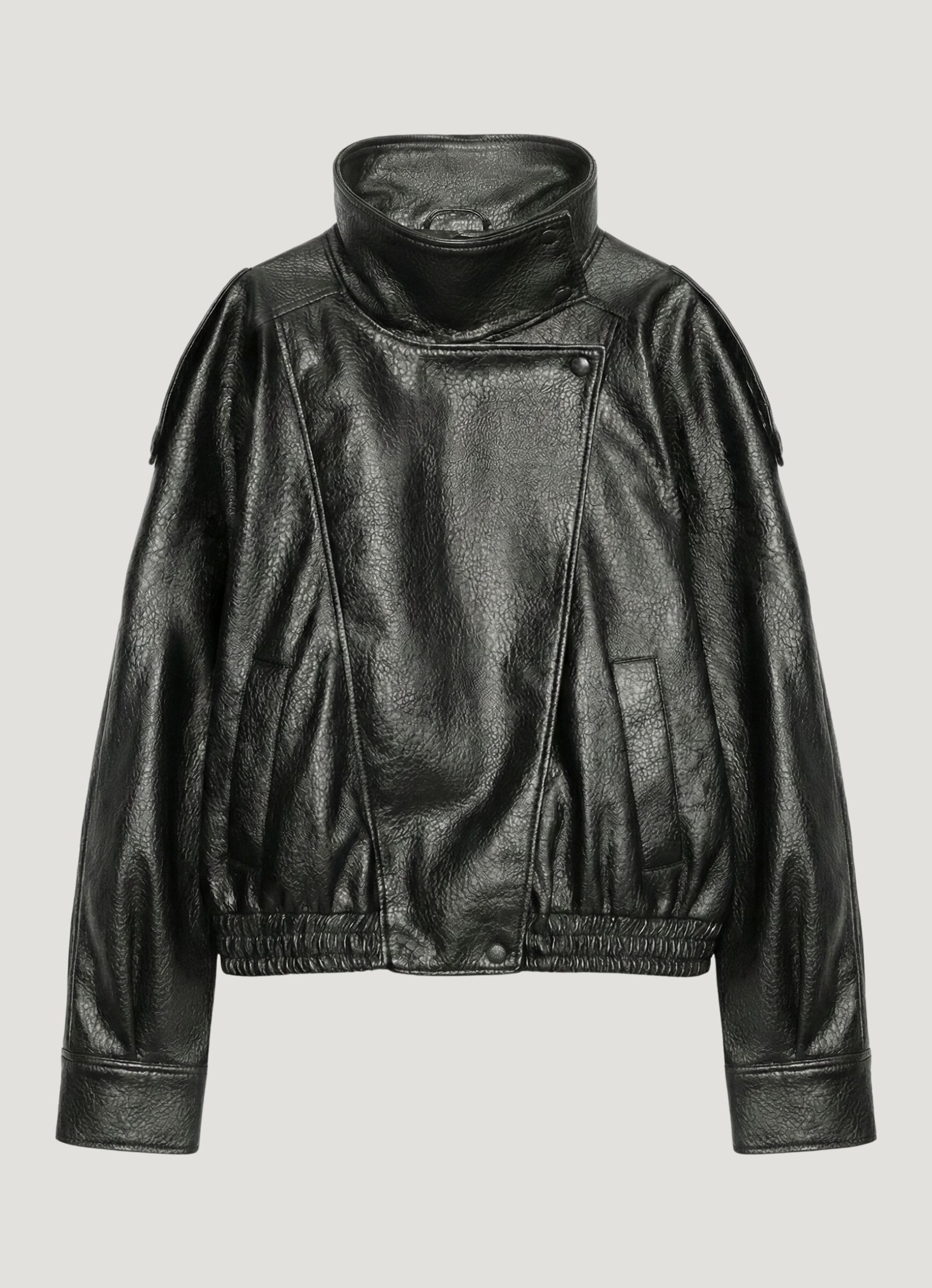 Felicia | Oversize Kunstlederjacke mit hohem Kragen