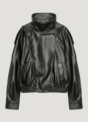 Felicia | Oversize Kunstlederjacke mit hohem Kragen