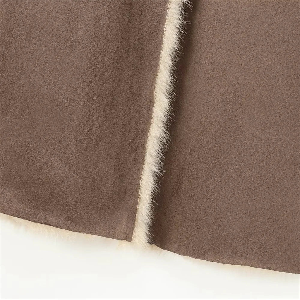 Sienna | Long Faux Fur Lapel Coat