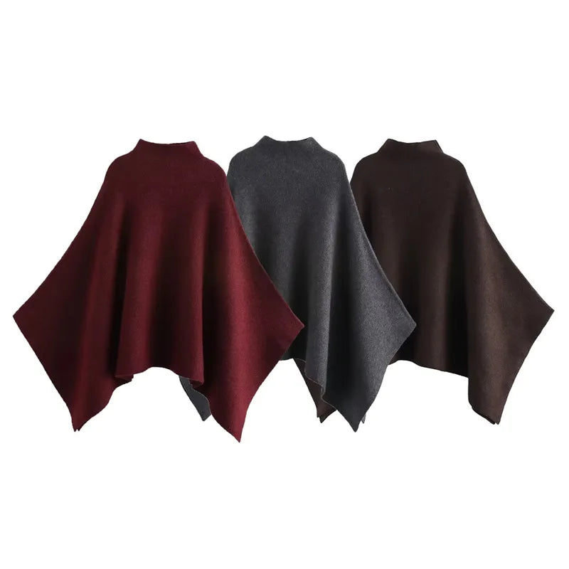 Alannah | Dark Brown Knit Poncho Cape