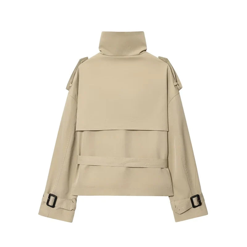 Emilia | High-Collar Belted Trench Jacket