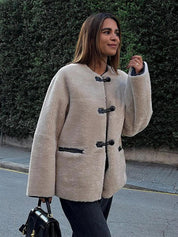 Liz | Faux Shearling Toggle Coat