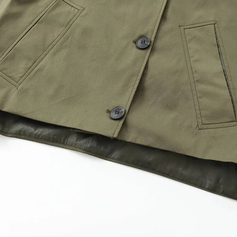 Meadow | Short Khaki Buttoned Jacket