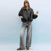 Mary | Women's Black Faux Leather Oversized Shirt Jacket