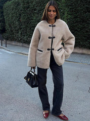 Liz | Faux Shearling Toggle Coat