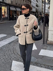 Liz | Faux Shearling Toggle Coat