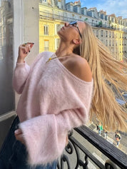 Maglione in maglia pelosa Riley - rosa