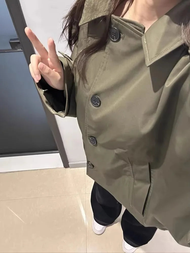 Meadow | Short Khaki Buttoned Jacket