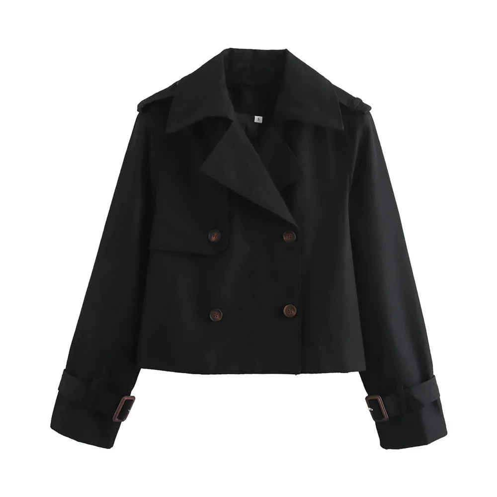 Cropped Double-Breasted Trench Jacket | Amelia