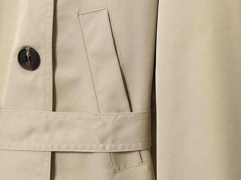 Emilia | High-Collar Belted Trench Jacket