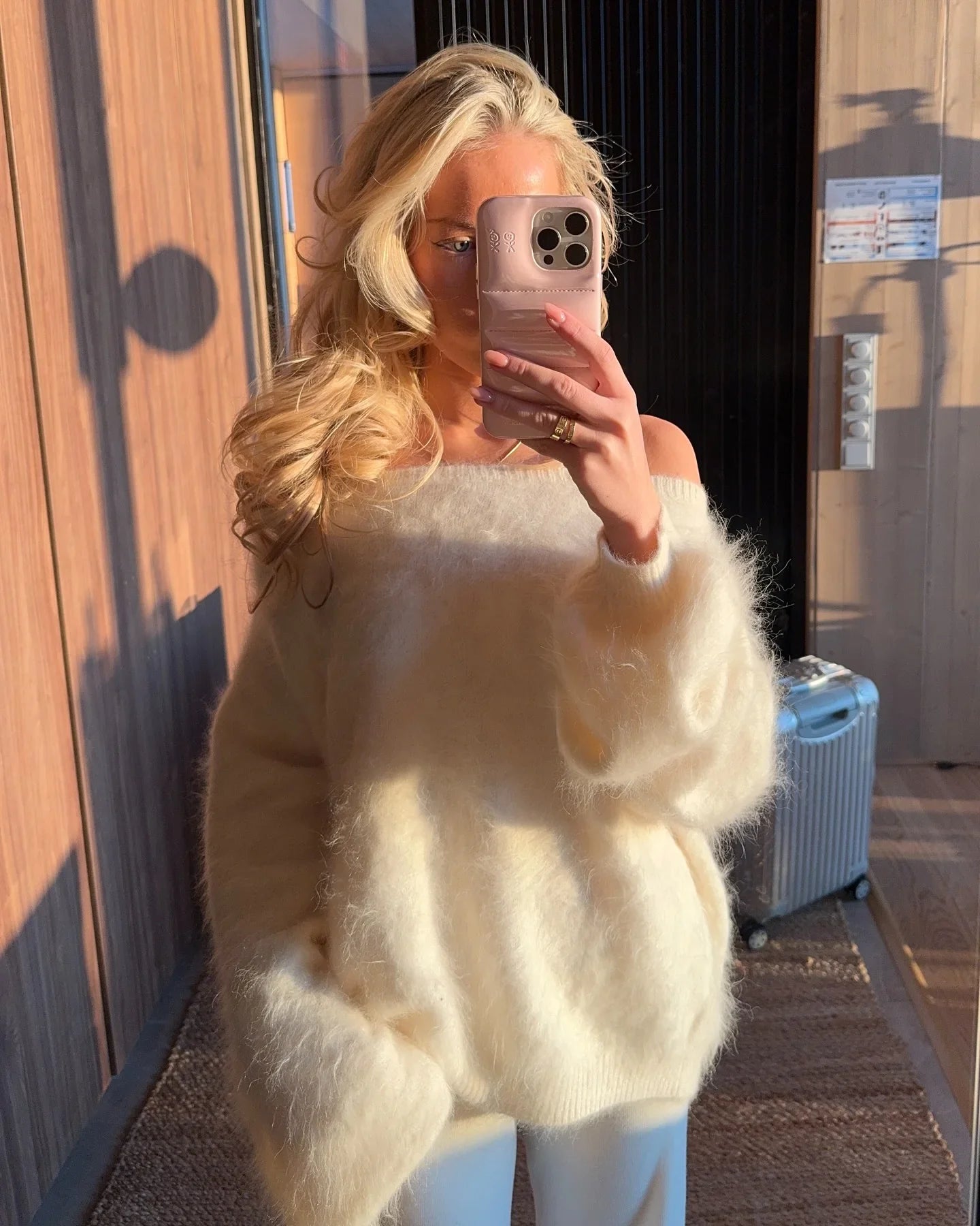 Riley | Soft Pink Fuzzy Knit Jumper