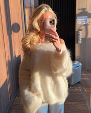 Riley | Soft Pink Fuzzy Knit Jumper