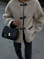 Liz | Faux Shearling Toggle Coat