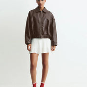 Mary | Women's Black Faux Leather Oversized Shirt Jacket