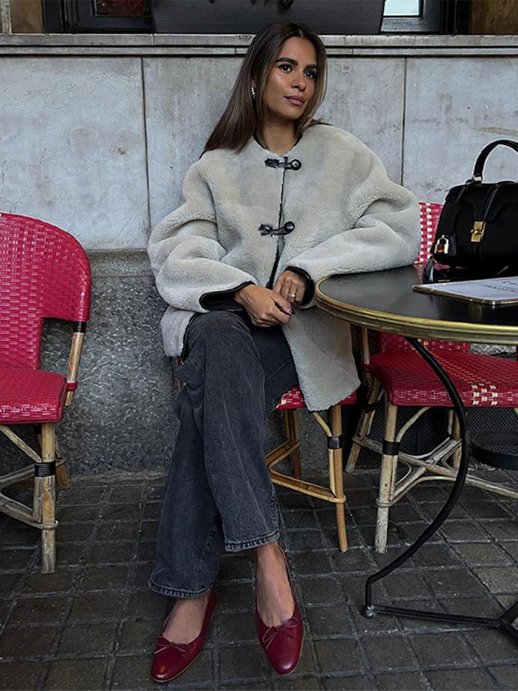 Liz | Faux Shearling Toggle Coat