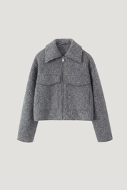 Sophie | Grey Wool Blend Cropped Jacket