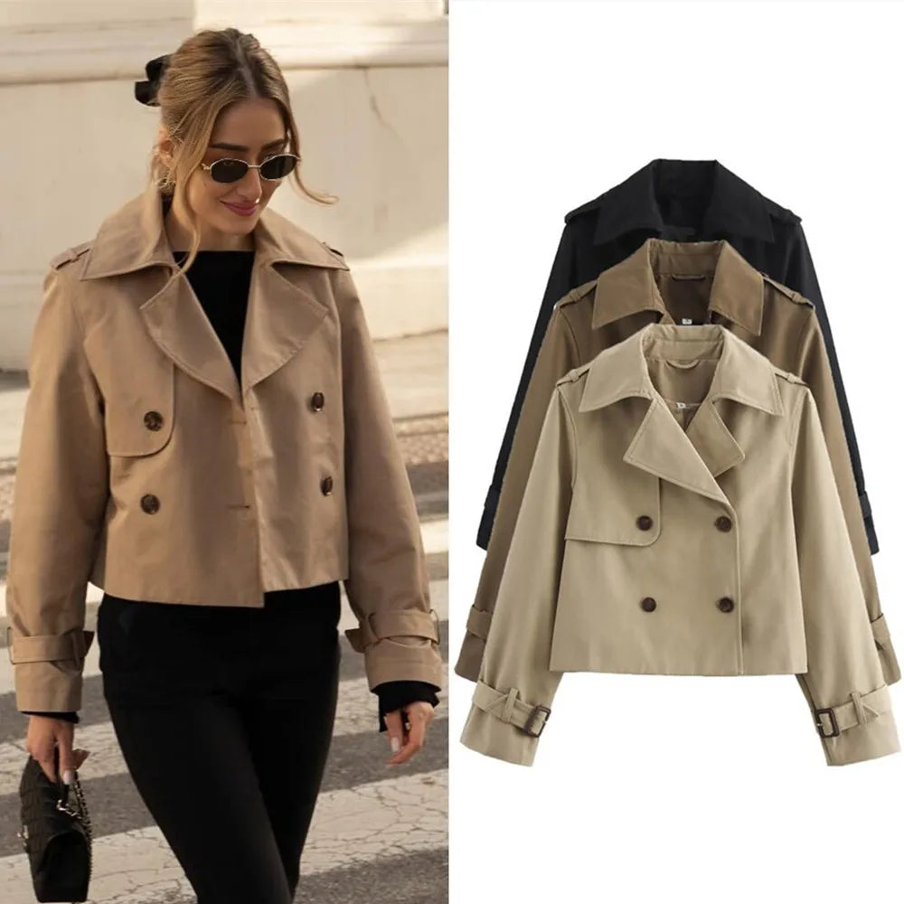 Cropped Double-Breasted Trench Jacket | Amelia