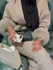 Celine | Belted Coat with Faux Fur Cuffs