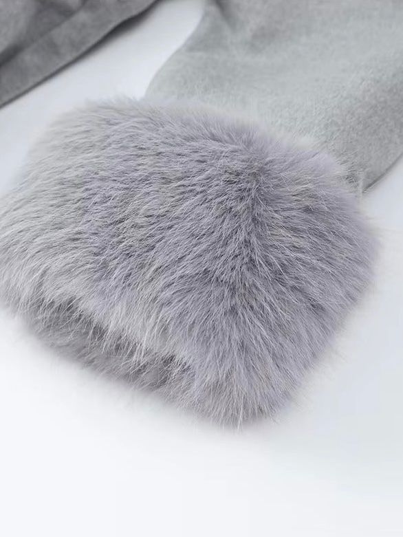 Celine | Belted Coat with Faux Fur Cuffs