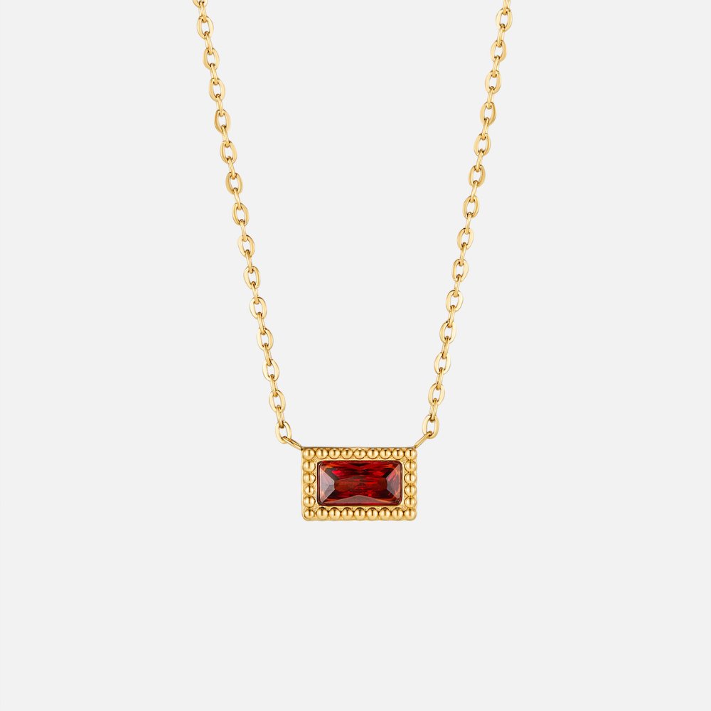 Ruby Baguette Birthstone Necklace — product photograph 1