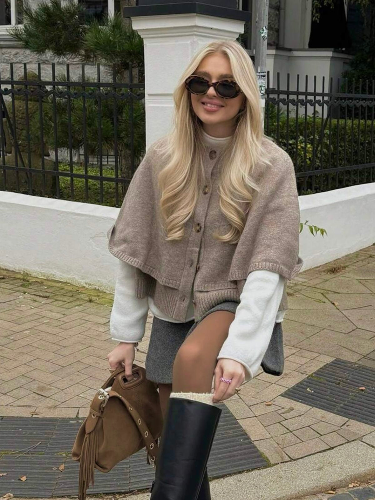 Blake | Wool-Blend Button-Up Cape Sweater