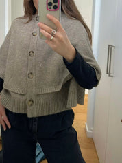 Blake | Wool-Blend Button-Up Cape Sweater