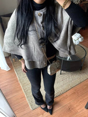 Blake | Wool-Blend Button-Up Cape Sweater