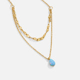 Vanessa Blue Opal-Style Teardrop Layered Necklace