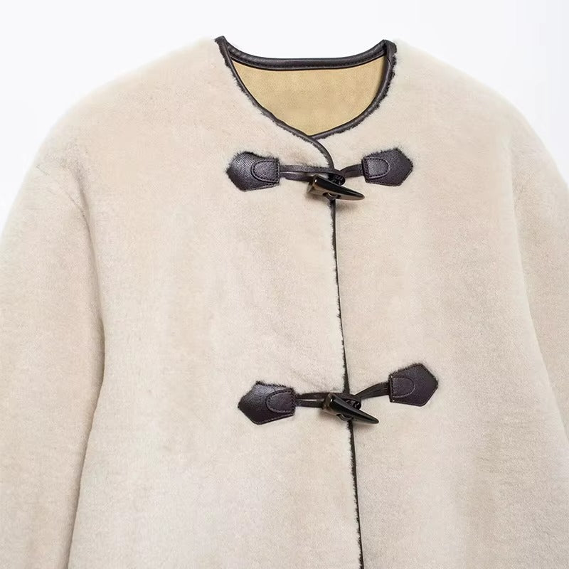Liz | Faux Shearling Toggle Coat