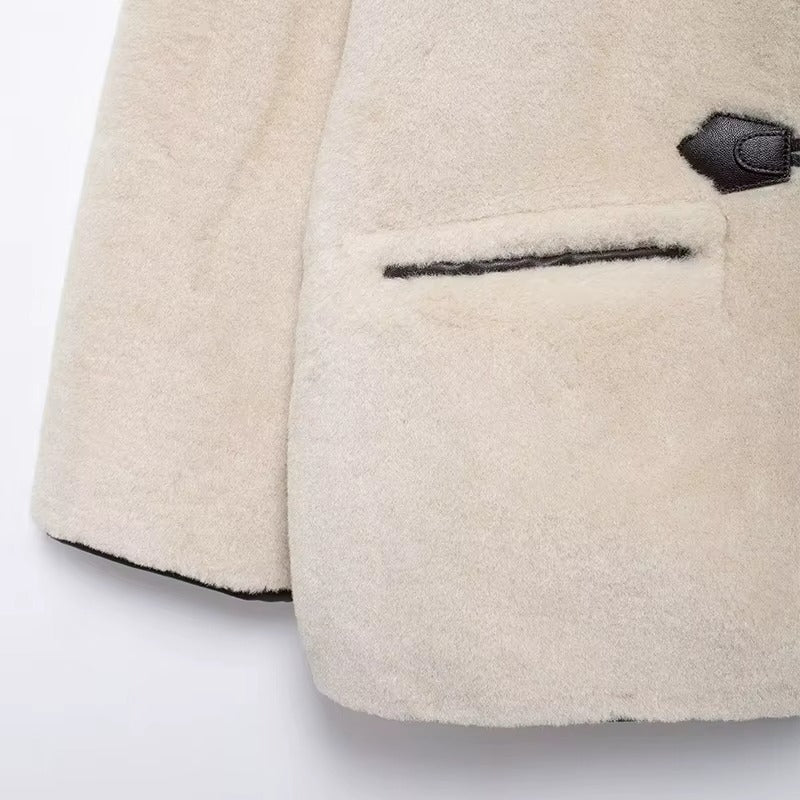Liz | Faux Shearling Toggle Coat