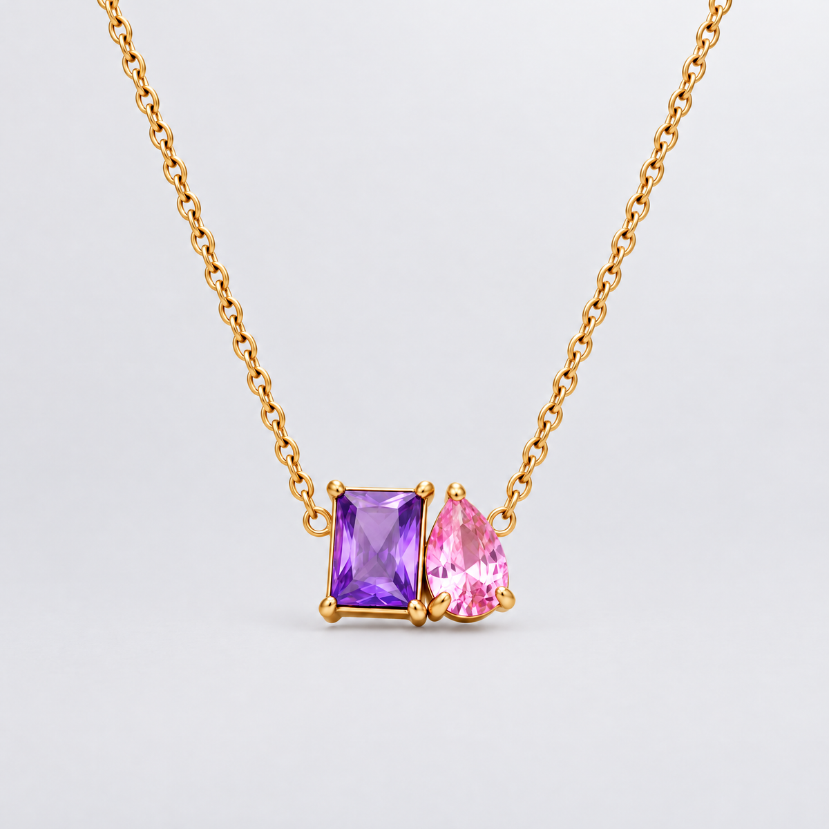 Agnes Two-Stone Birthstone Necklace