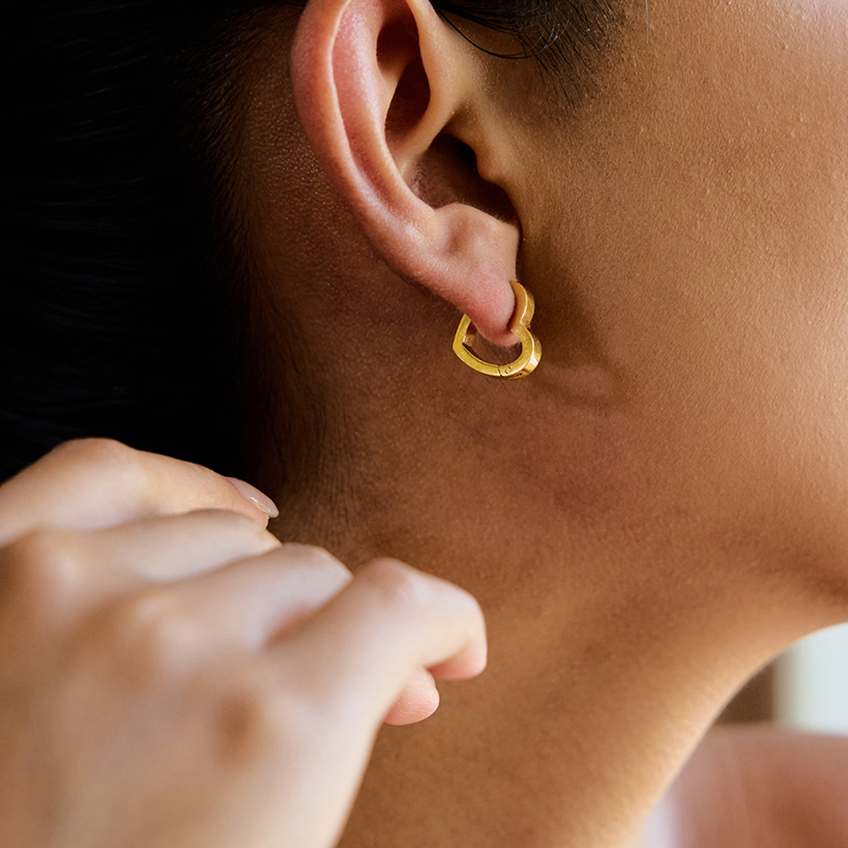 Heart Hoop Earrings — detail