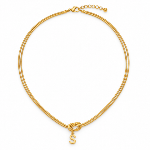 Initial Knot Necklace · Gold