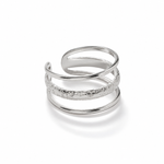 Triple Band Adjustable Ring — silver white studio view