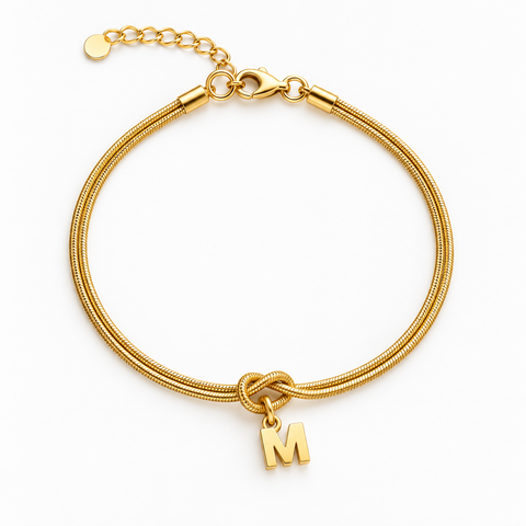 Lia | Initial Knot Bracelet · Gold