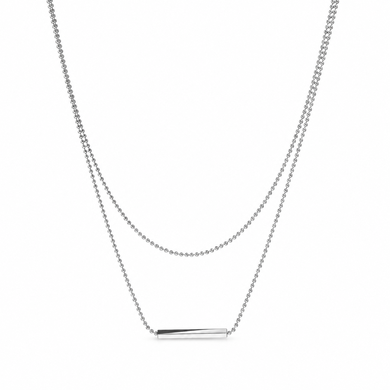 elle bar necklace studio silver — campaign product photograph