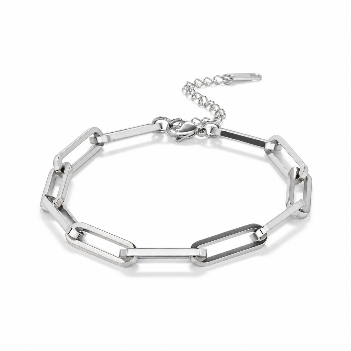 elle paperclip bracelet studio silver — campaign product photograph