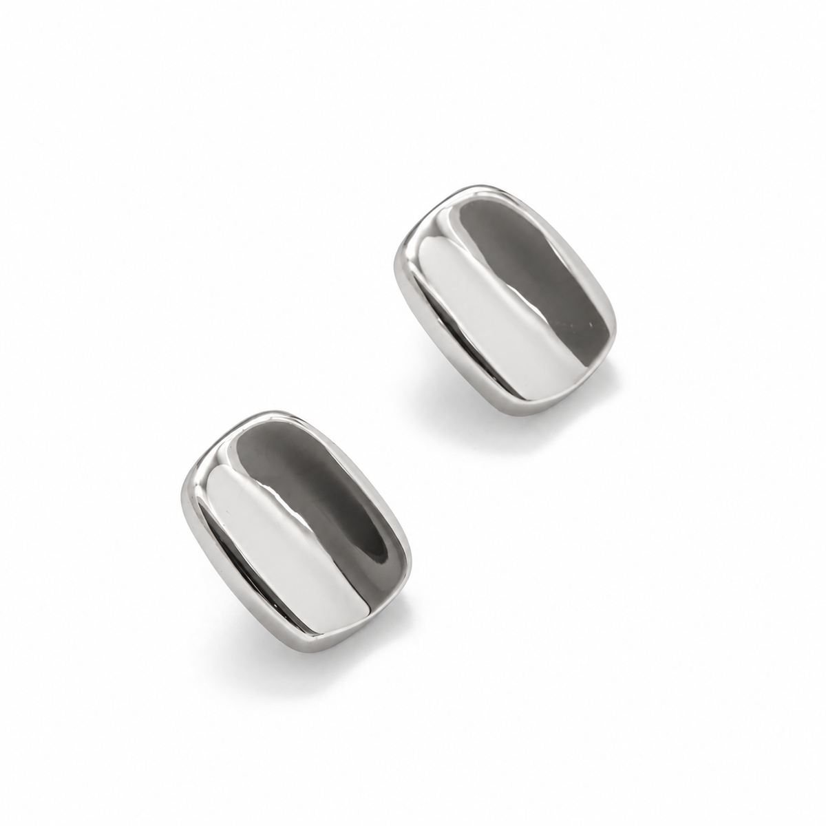 elle square hoops studio silver — campaign product photograph