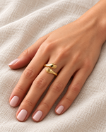 lia hug ring worn covered — campaign product photograph
