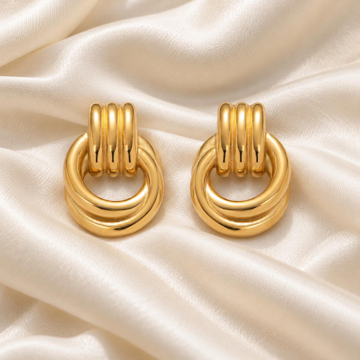 lia intertwined earrings satin — edited campaign photograph