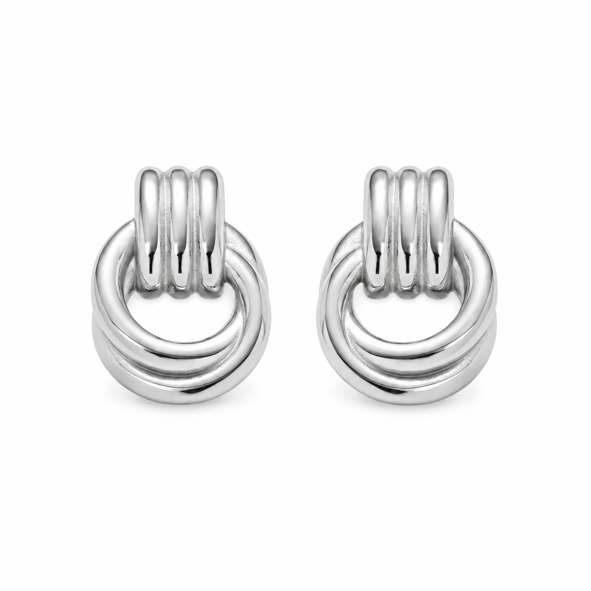 lia intertwined earrings studio silver — campaign product photograph