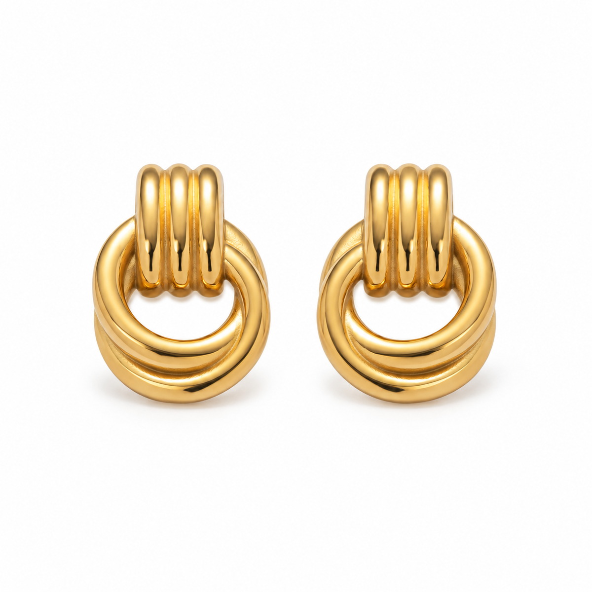 lia intertwined earrings studio — edited campaign photograph