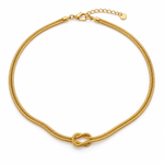 lia knot necklace single gold — campaign product photograph