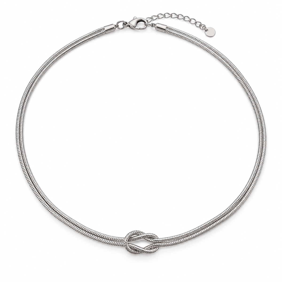lia knot necklace single silver — campaign product photograph