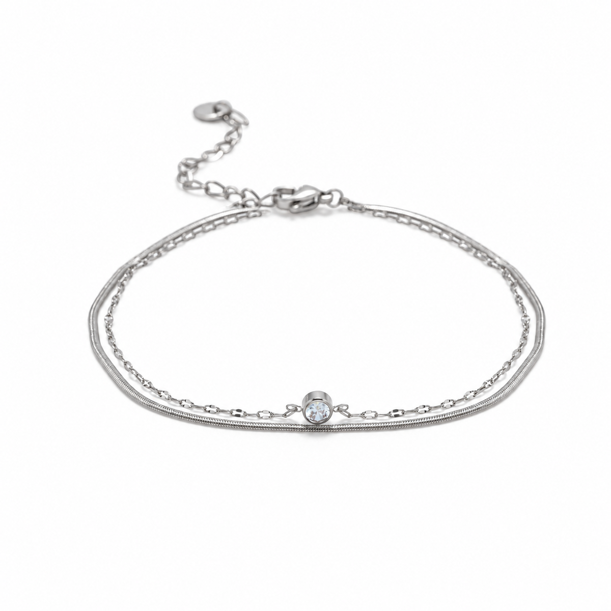 lumi layered bracelet studio silver — campaign product photograph