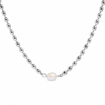 nora pearl necklace studio silver — campaign product photograph