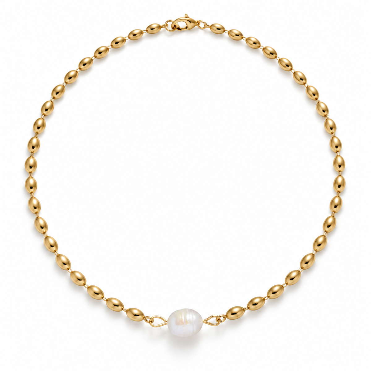 nora pearl necklace studio — campaign product photograph