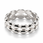 onde double oval ring silver full — campaign product photograph
