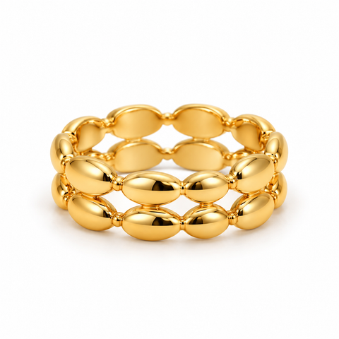Onde | Double Oval Adjustable Ring · Gold